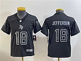 Youth Minnesota Vikings #18 Justin Jefferson Black Reflective Limited Stitched Football Jersey,baseball caps,new era cap wholesale,wholesale hats